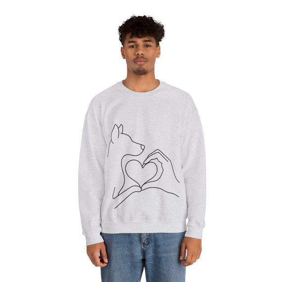 Dog Lover Sweatshirt | Heart Paw Line Art Crewneck | Minimalist Gift | Unisex Pet Owner Sweater | Cute Outline Pullover