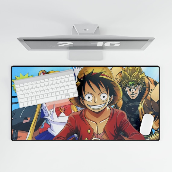Anime Mashup Crew Desk Mat | One Piece Naruto Sailor Moon JoJo , large mouse pad