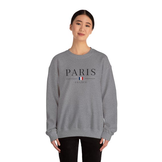 Paris text with French flag Crewneck Sweatshirt | France Parisian design