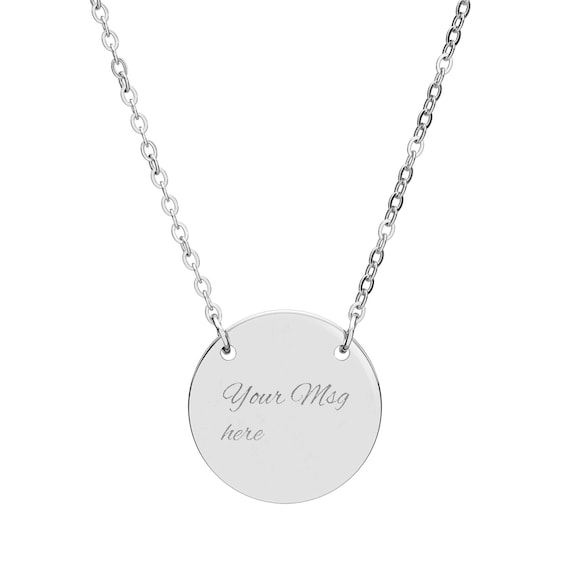 Personalized Engraved Circle Name Necklace, Round Pendant Necklace | Custom Engraving