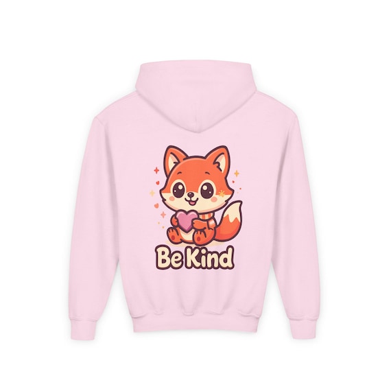 Youth Hoodie - Be kind Cute Sweatshirt, Fun Gift for Kids, Cozy Pullover, Birthday Present, Ideal for Every Day