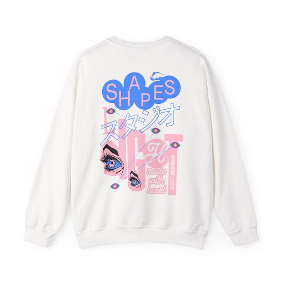 Y2K Anime Eyes Sweatshirt | Japanese Graphic Crewneck | Aesthetic Streetwear Top