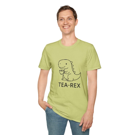 Tea-Rex Unisex Softstyle T-Shirt, Funny Dinosaur Tee, Cute T-Shirt for Tea Lovers, Gift for Kids & Adults, Casual Wear, Birthday Gift