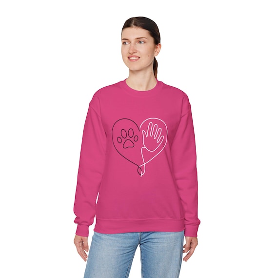 Heart & Paw Print Sweatshirt | Unisex Pet Lover Crewneck