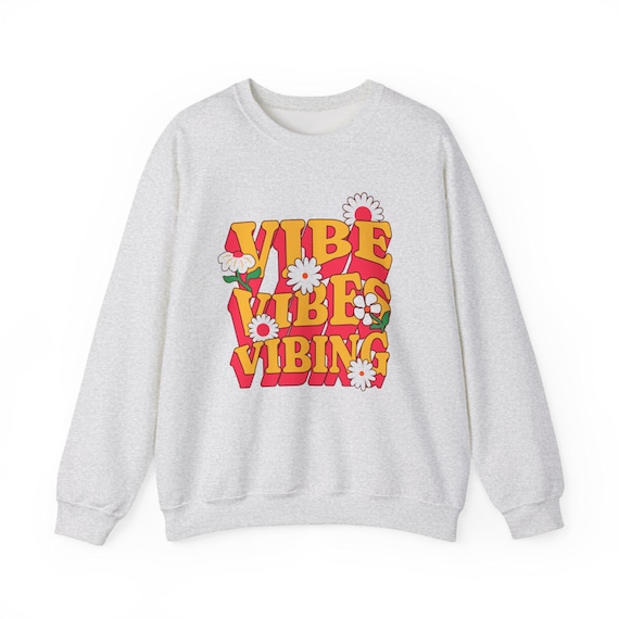 Vibe Floral Crewneck Sweatshirt, Cozy Graphic Pullover