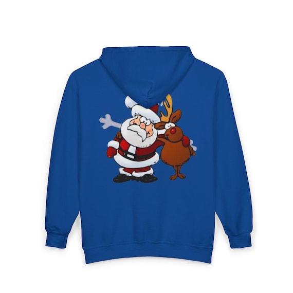 Santa and Reindeer Full Zip Hoodie | perfect gift for Christmas Holiday