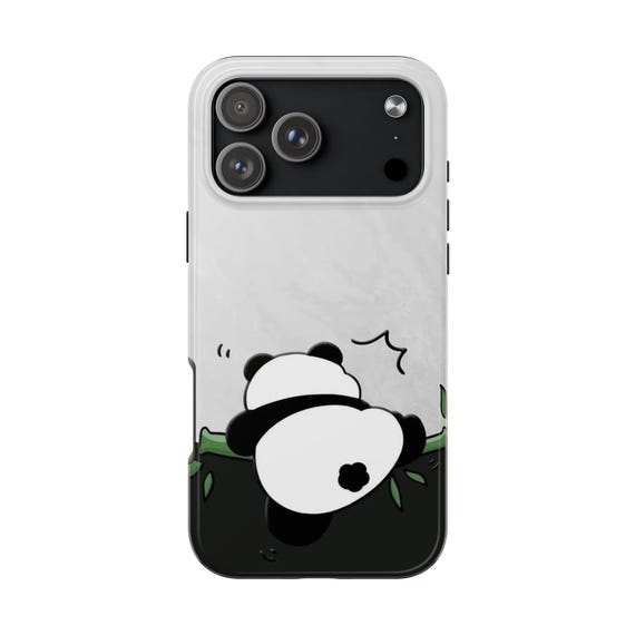 Playful Panda Illustration Tough Phone Case | Cute Cartoon Bamboo Scene