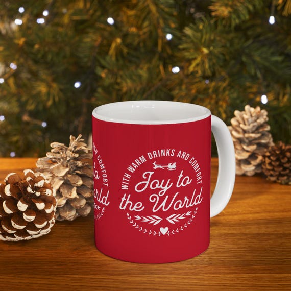Joy to the World Christmas Mug |Perfect gift for Christmas , Red Ceramic Holiday Coffee Cup