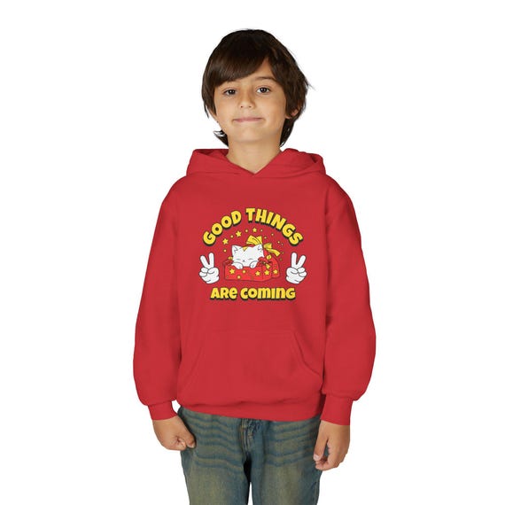 Youth "Good Things" Cartoon Hoodie – Cozy Kids Sweatshirt