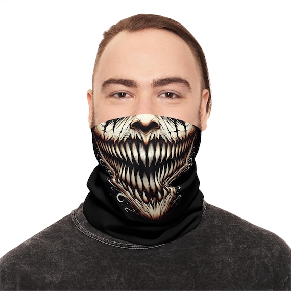Fierce Monster Teeth Face Cover: Lightweight Neck Gaiter, UPF 50+ Protection