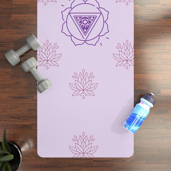 Violet Chakra Lotus Rubber Yoga Mat | Chakra Alignment, Meditation Flooring