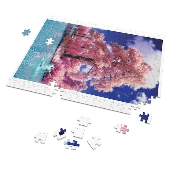 Pink Sakura Tree Jigsaw Puzzle with Tin | Scenic Landscape Puzzle for great minds