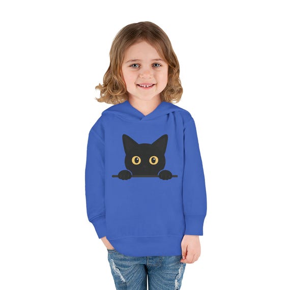 Peeking Black Cat Hoodie for Kids, Cute Cat Face Toddler Pullover, Cozy Animal Sweatshirt Gift for Cat Lovers