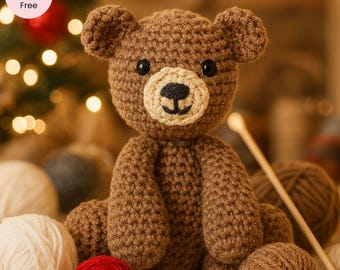 Weihnachtliche Bären-Häkelanleitung Amigurumi Braun Teddy PDF Anleitung | Anfänger Spielzeug Muster | Urlaub Geschenk | Kaufe 1 und erhalte 1