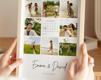 Custom Photo Collage Gift | Personalized Couple Calendar Print | Editable Canva Template | Anniversary Gift