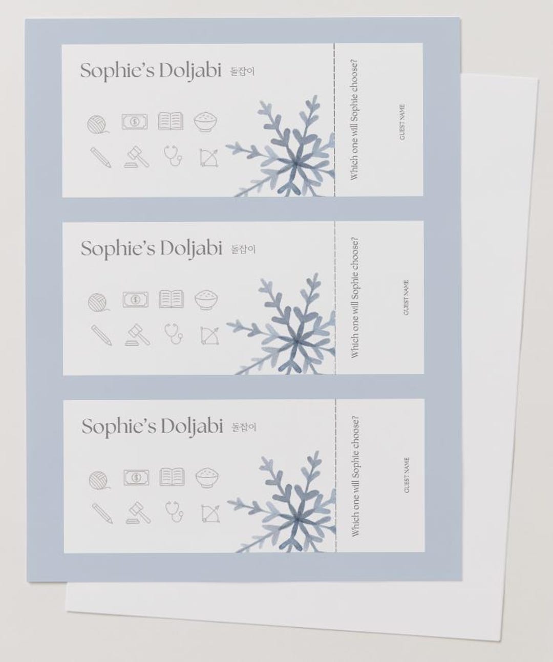 Guessing Raffle Doljabi Guessing Raffle Template (winter) | Korean First Birthday ...