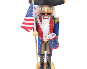 14 Inch Independence Drummer Nutcracker, Revolutionary War Style, USA 250th Anniversary Collectible