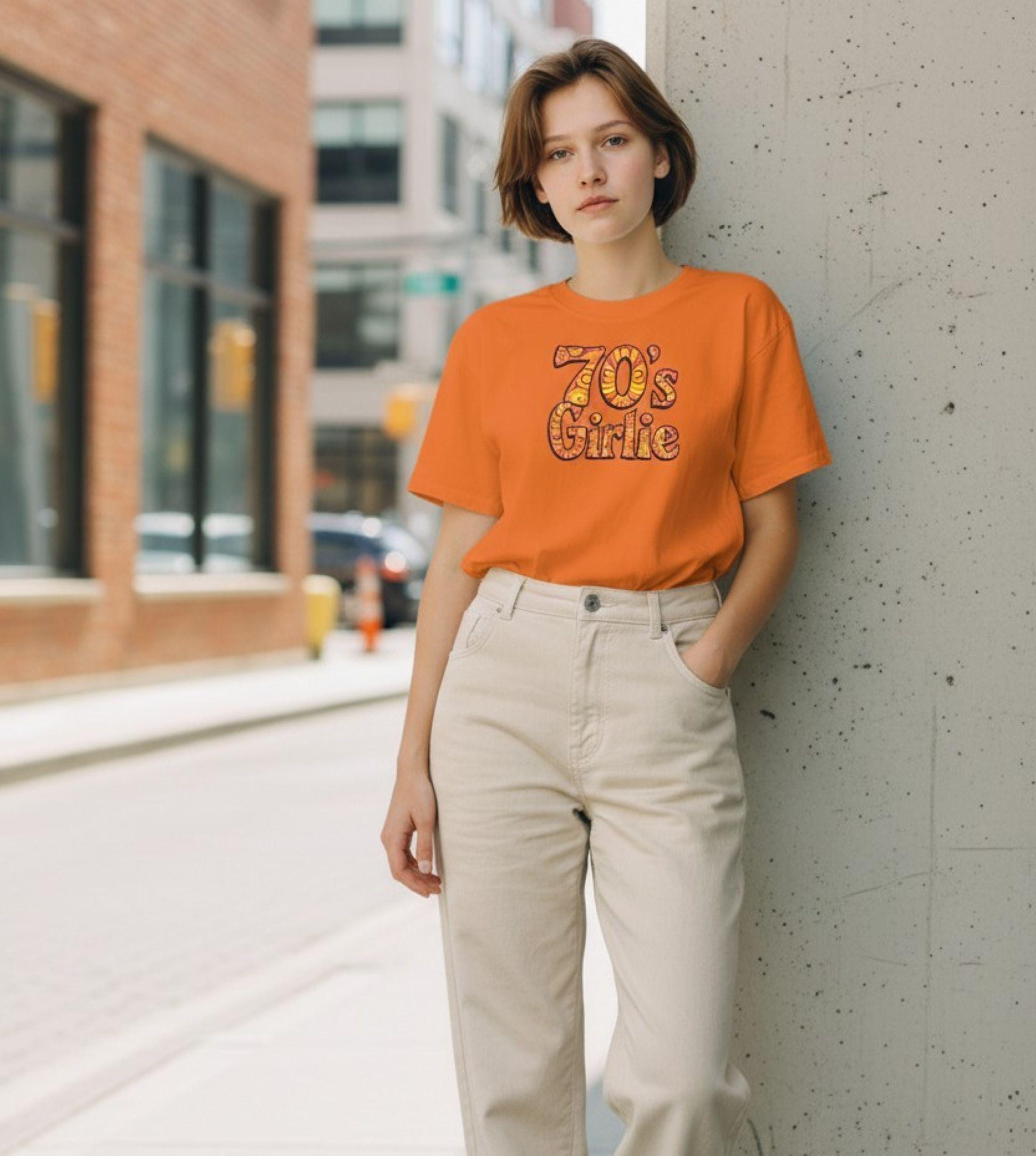70s Girlie Psychedelic Lettering Tee, Retro Disco Cotton Shirt - Etsy