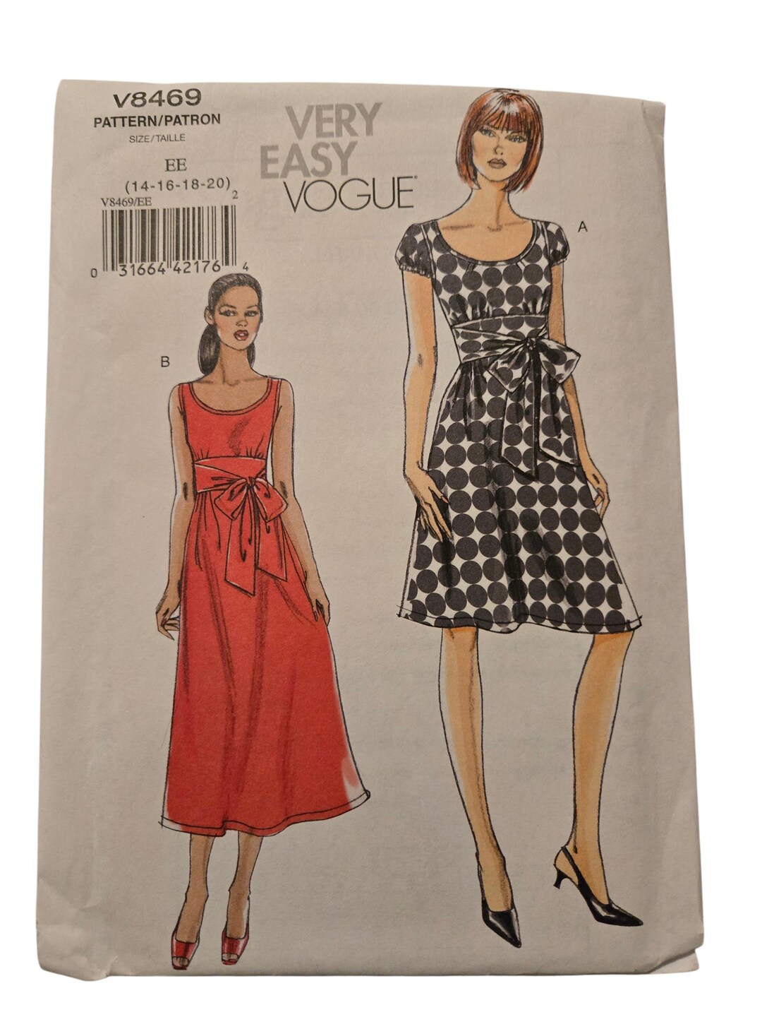 Vogue V8469 Dress Sewing Pattern | Tie Waist, Misses Sizes 14-20 - Etsy