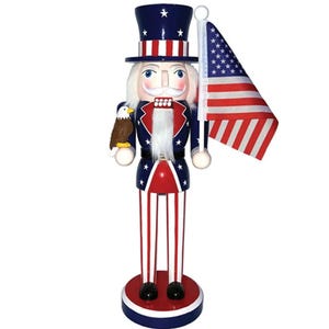Patriotic USA Nutcracker w/ American Flag & Eagle | Red White Blue 4th of July