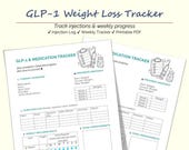 GLP-1 Weight Loss Tracker Printable | Ozempic Wegovy Mounjaro Zepbound Planner | Pharmacist-Designed Injection Log