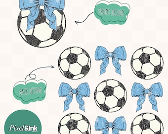 Soccer Bow SVG PNG, blue Coquette Shirt Design (Digital Download) customizable, personalize