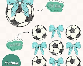 Soccer Bow SVG PNG, blue Coquette Shirt Design (Digital Download) customizable, personalize