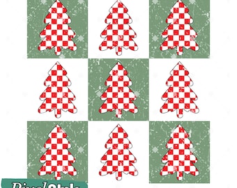 Retro Checkered Christmas Tree PNG Retro Holiday Pattern Design, VintageChristmas Graphic, distressed Sublimation Download, Trendy Christmas