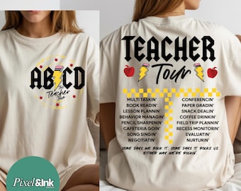 Teacher Tour PNG Bundle, Rock Style Front and Back Teacher Shirt Design