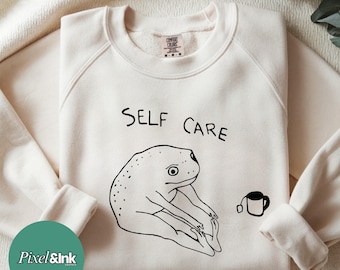 Self Care Frog Meme Graphic, Mental Health Design (Digital Download)