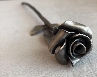 Iron Rose Metal Hand Forged Wrought Iron Rose Handmade Wedding Anniversary Gift