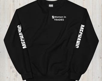 Mechanic Crewneck Sweatshirt for Women | Women in Trades Heavyweight Workwear | Automotive & Diesel Shop Gift