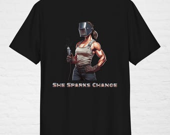 She Sparks Change | Women’s Tee | Tradeswomen – Banner Women Apparel