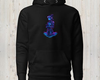 Neon Marine Biologist Hoodie| Banner Women Logo Back | Synthwave Women in STEM Apparel