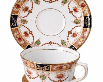 Vintage Colclough Imari Teacup & Saucer Set with Free Display Stand/ English Bone China