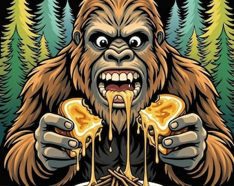 Bigfoot Grilled Cheese Mushroom Melt T-Shirt | Monster Munchies Cryptid Foodie Tee