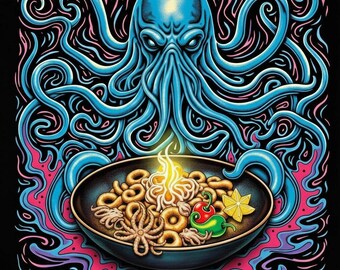 Cthulhu Calamari Feast T-Shirt | Monster Munchies Cosmic Horror Chef Tee