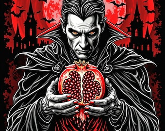 Dracula Pomegranate Heart T-Shirt | Monster Munchies Gothic Foodie Tee | Vampire Chef