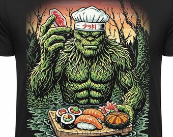 Swamp Thing Sushi Chef T-Shirt | Monster Munchies Culinary Horror Shirt