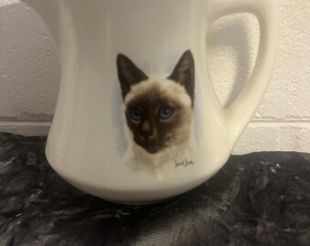 Vintage Siamese Cat Creamer | Danbury Mint Fine Bone China, Derek Braithwaite Art