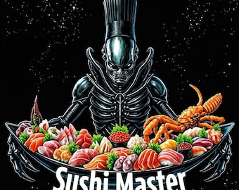Alien Sushi Master Chef T-Shirt: Front Burner Monsters Line