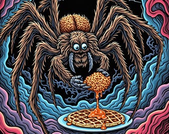 Aragog Chicken & Waffles Pop Art T-Shirt | Monster Munchies Psychedelic Foodie