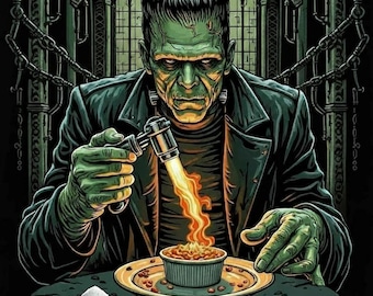 Frankenstein's Monster Creme Brulee T-Shirt | Monster Munchies Horror Chef Tee