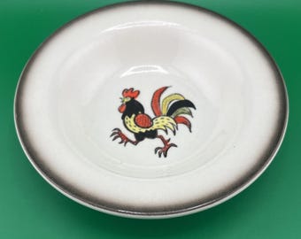 Vintage Metlox Red Rooster 6" Dessert Bowl | 1950s Poppytrail California Provincial | Small Berry Bowl Grandmacore Cottagecore Art GH038