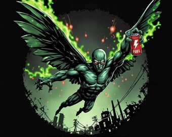 Mothman Night Shift Fuel T-Shirt | Cryptid Monster Worker Tee | Front Burner Threads