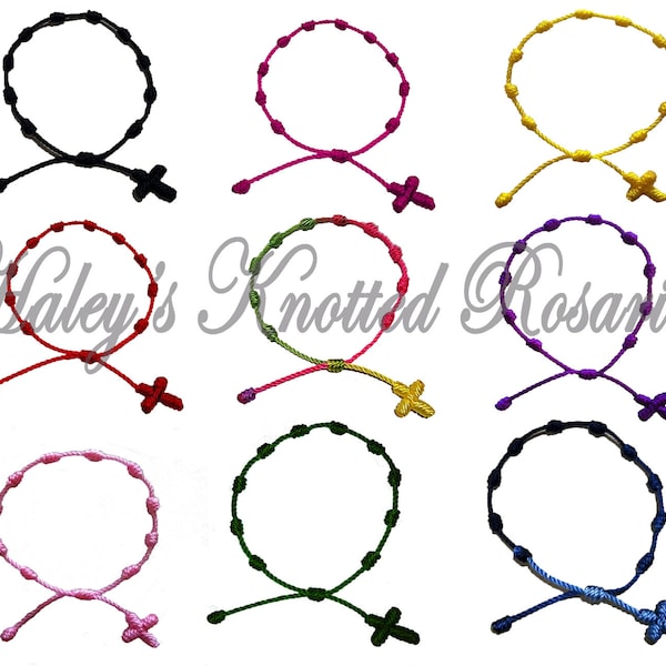 Handgemachtes geknotetes Rosenkranz Armband - Wahl der Farbe