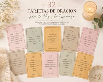 32 Tarjetas de Oración Cristianas Imprimibles en Español, Versículos Bíblicos, Tarjetas de Fe y Esperanza, Regalo Cristiano Mujer PDF