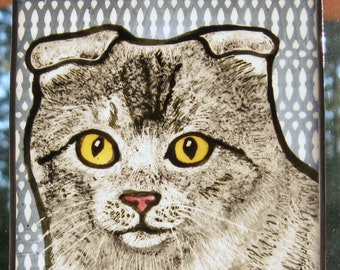 Scottish Fold Windshop Stained Glass Cat Suncatcher   JRNcat16