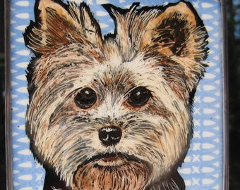 Yorkshire Terrier Windshop Stained Glass Dog Suncatcher Kiln Fired 4"x4" #189