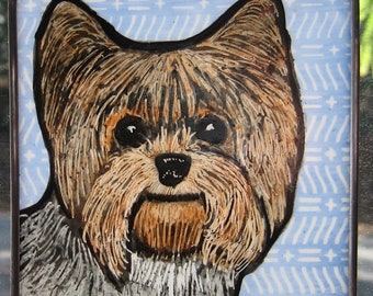 Yorkie Windshop Stained Glass Dog Suncatcher  4"x4" #216